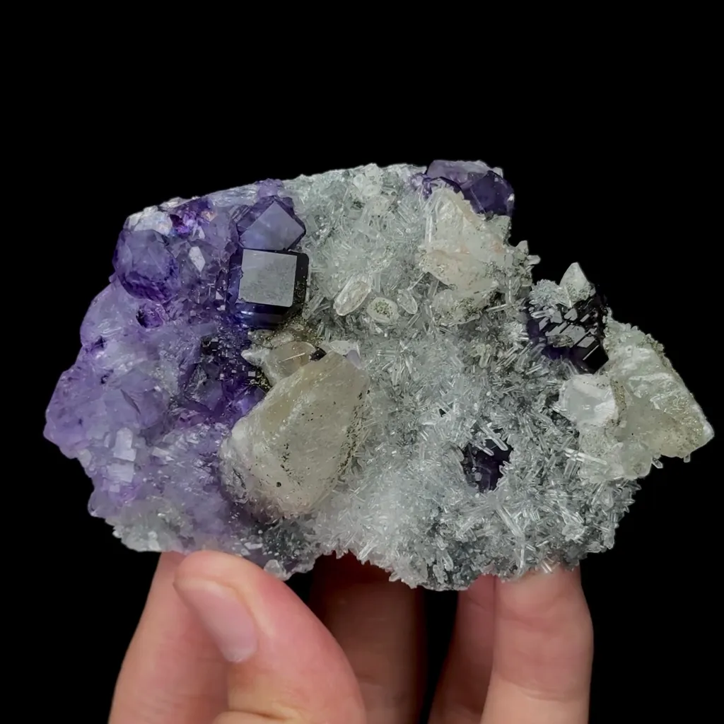 Natural Tanzanite Fluorite Crystal and Calcite Mineral Specimen,High Quality Specimen,FUJIAN,CHINA(90*60*28mm) - image 4