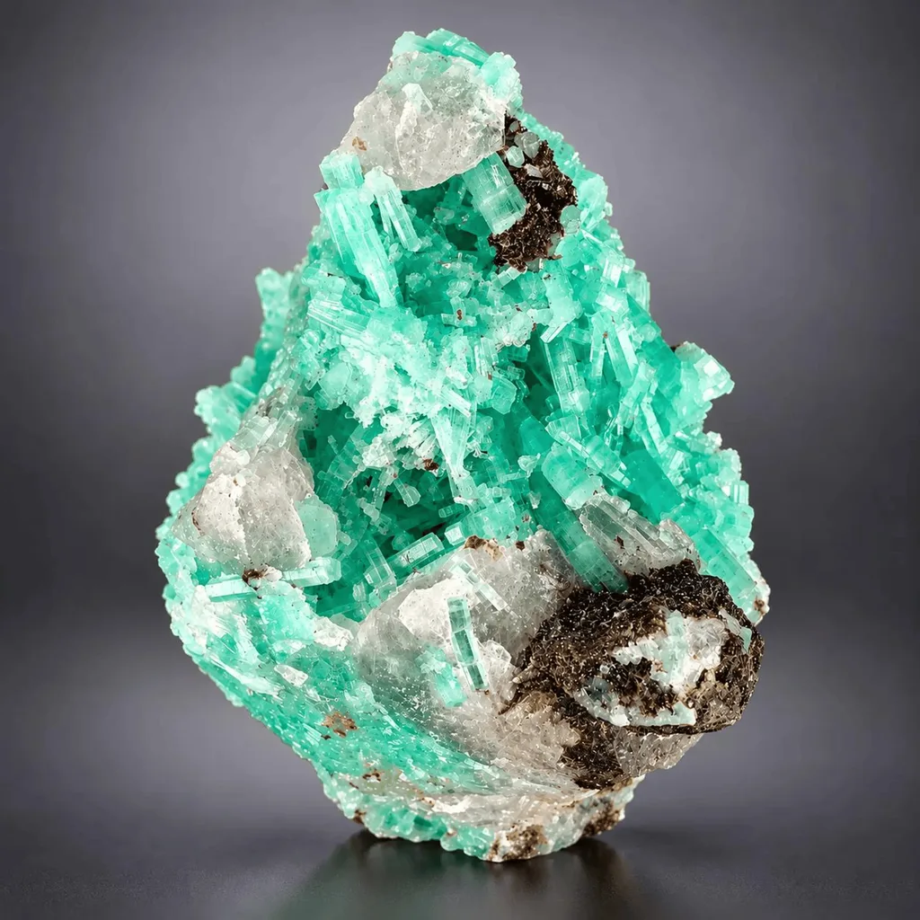 Natural Termanited Green Crystallized Emerald Culster, Green Emerald Specimen image