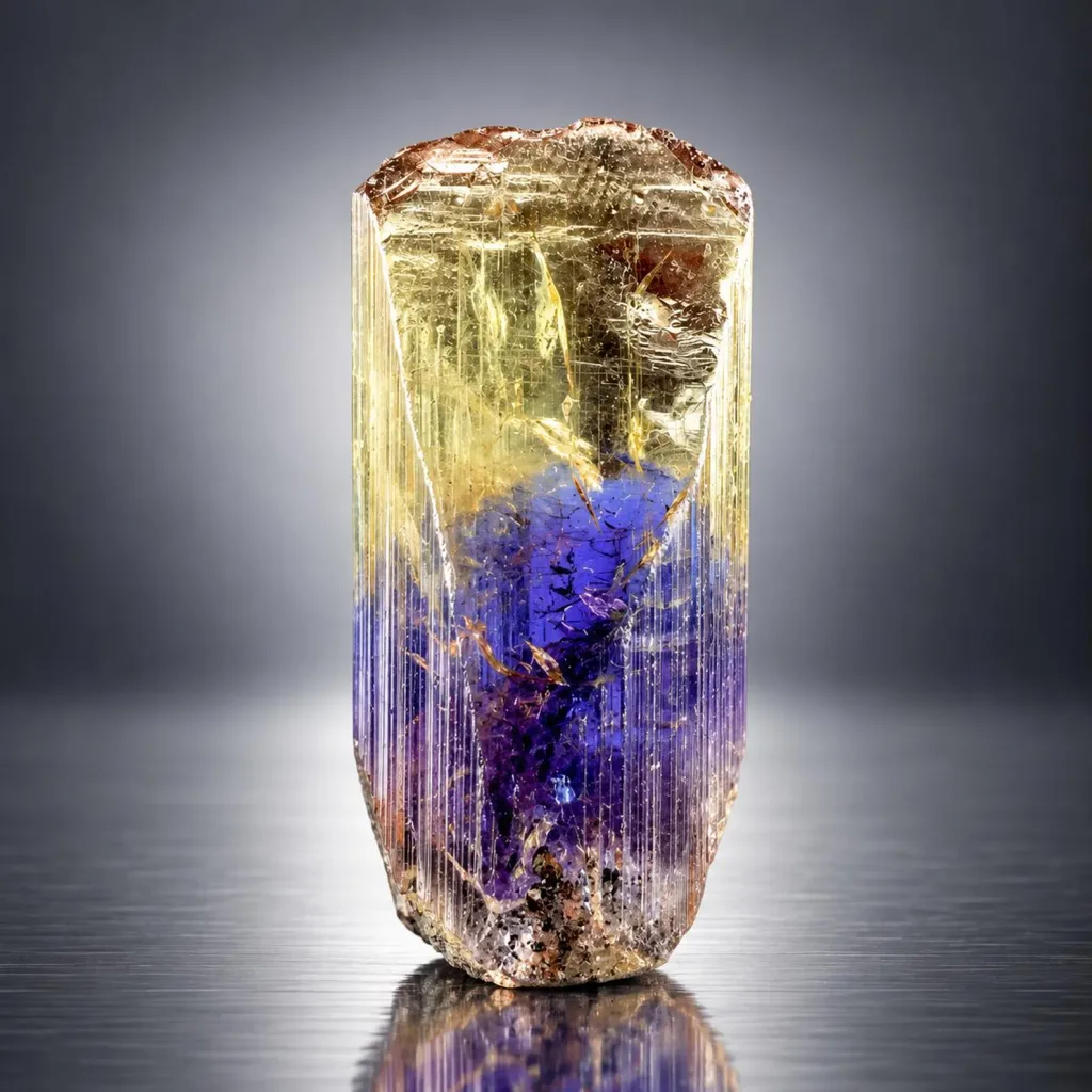 Natural Terminated Bicolor Tanzaite Crystal, Yellow-Blue Tenzanite Gem, Gem Grade Tanzanite - image 3