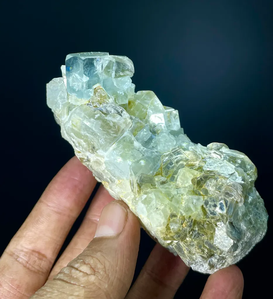 Natural Terminated Blue Aquamarine Crystals With Muscovite Mica, Aquamarine Specimen, Raw Aquamarine, Minerals Specimen From Nagar - image 3