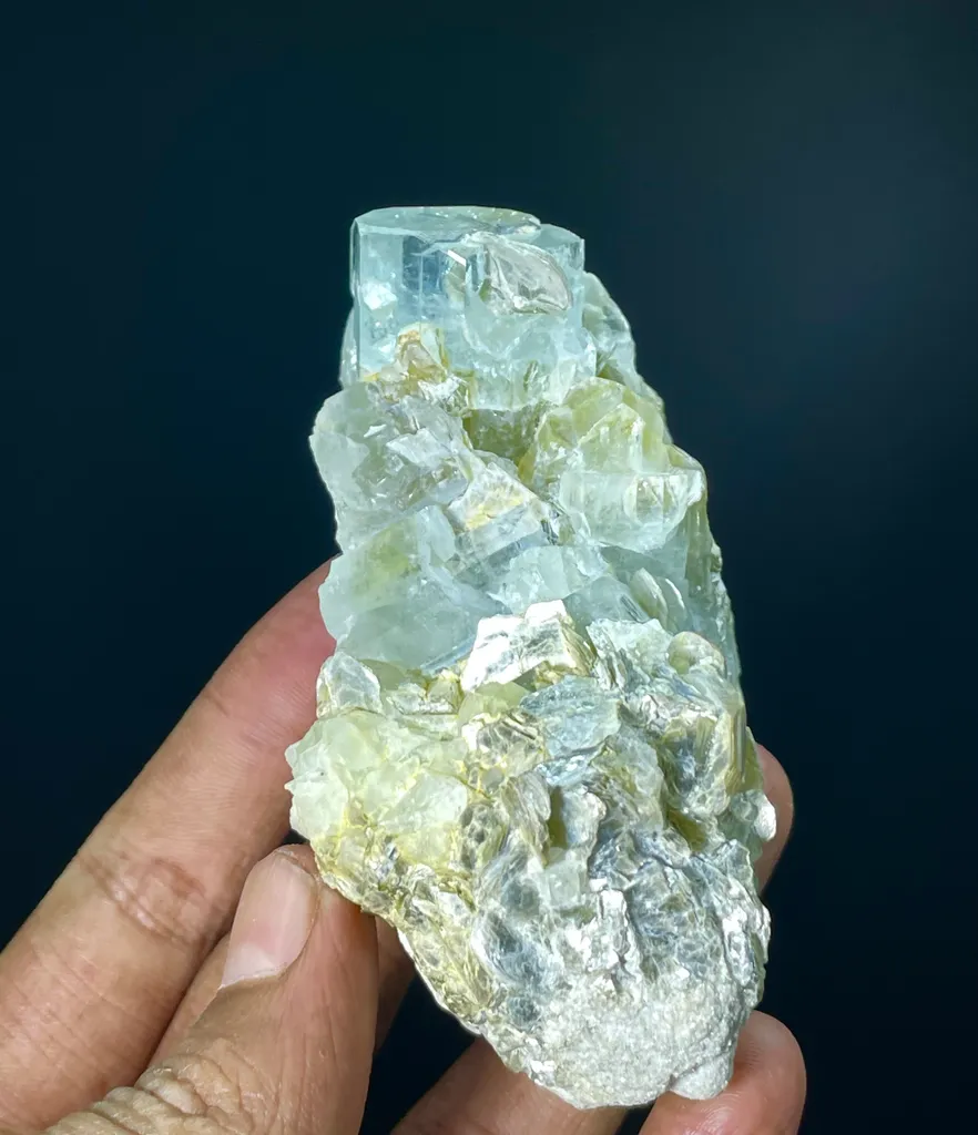 Natural Terminated Blue Aquamarine Crystals With Muscovite Mica, Aquamarine Specimen, Raw Aquamarine, Minerals Specimen From Nagar - image 4