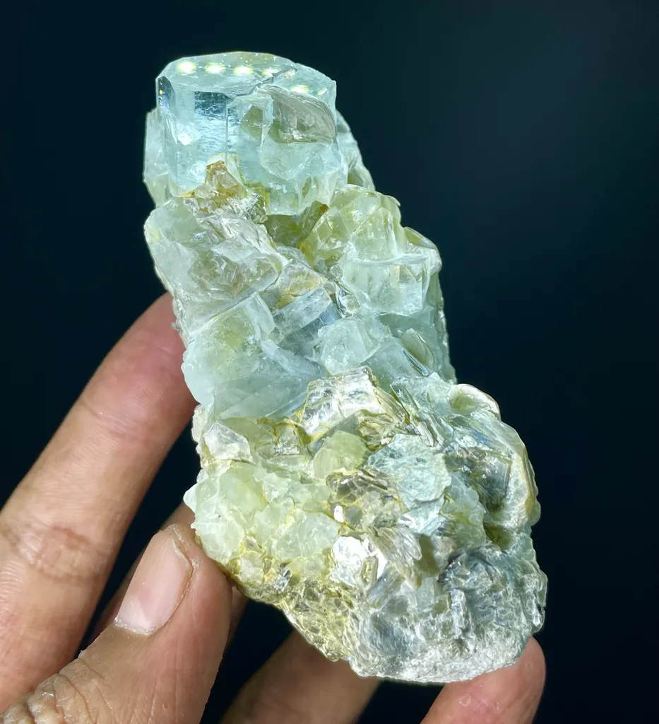 Natural Terminated Blue Aquamarine Crystals With Muscovite Mica, Aquamarine Specimen, Raw Aquamarine, Minerals Specimen From Nagar - image 5