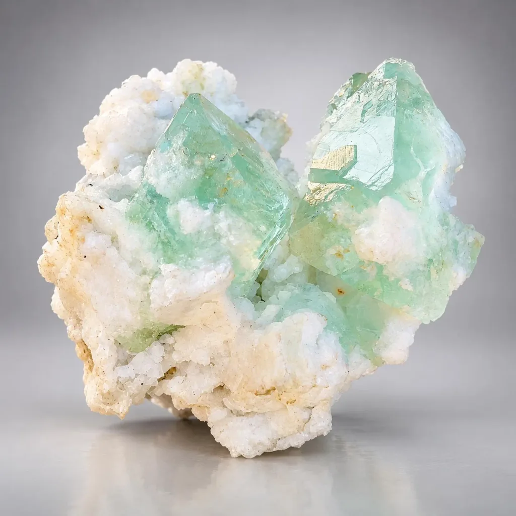 Natural Terminated Green Fluorite Crystal on Matrix, Translucent Fluorite Specimen, Raw Mineral Specimen - image 3