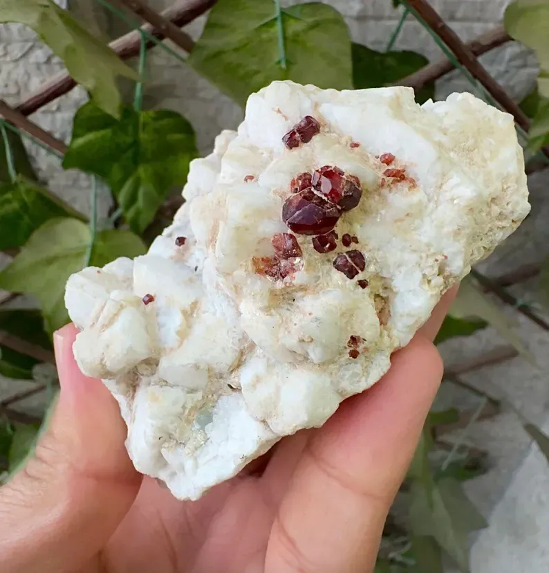Natural Terminated Spessartine Garnet Crystals On Feldspar, Garnet Specimen, Orange Garnet, Minerals Specimen From Pakistan - image