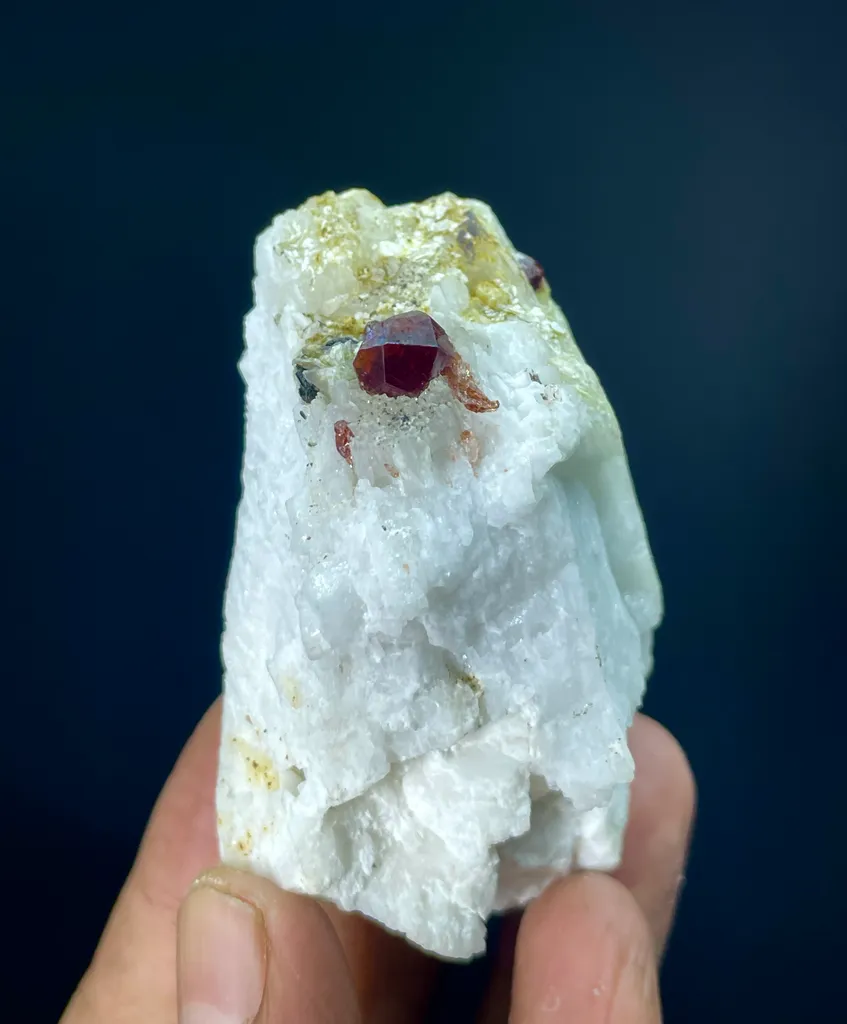Natural Terminated Spessartine Garnet Crystals On Feldspar, Garnet Specimen, Orange Garnet, Minerals Specimen From Pakistan - image