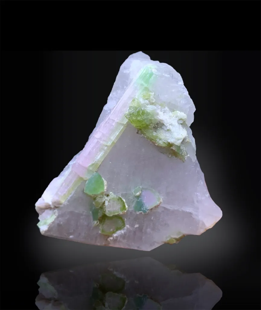 Natural Terminated Watermelon Tourmaline Crystals With Quartz, Tourmaline Specimen, Raw Tourmaline, Minerals Specimen From Afghanistan - image