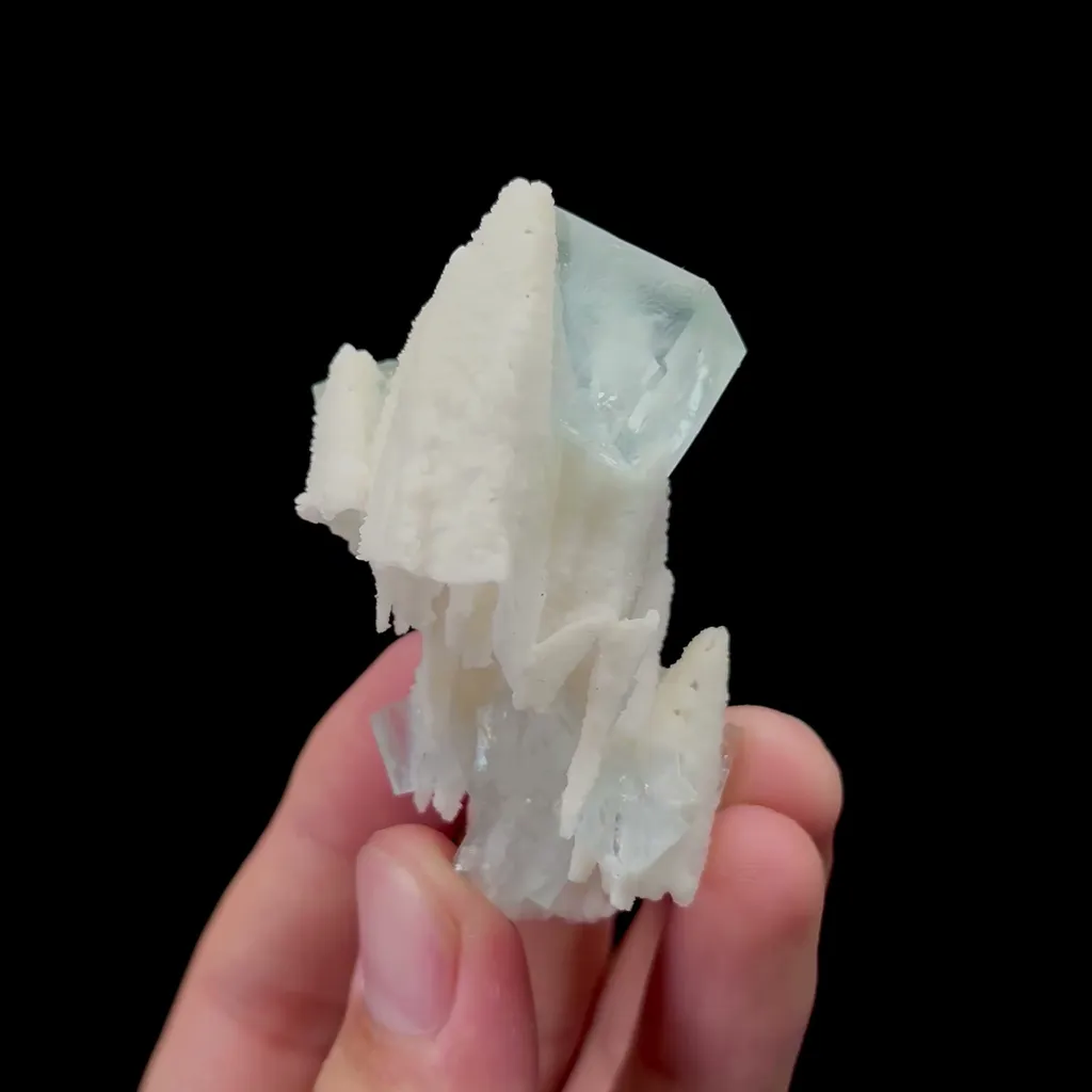 Natural Transparent Blue Cubic Fluorite and Calcite Mineral Specimen,High Quality Specimen,DA GUI SHAN,GUANGXI,CHINA(50*40*35mm) image