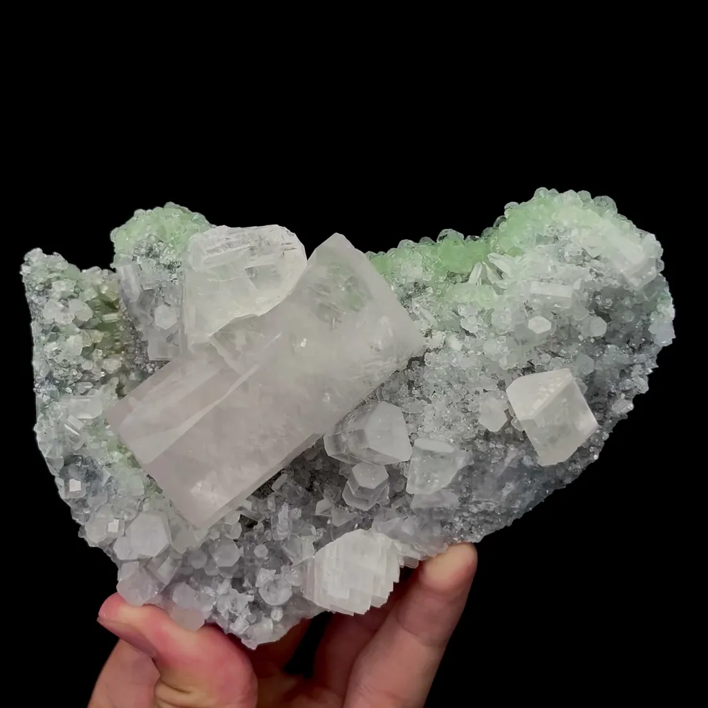Natural Transparent Columnar Calcite and Green Fluorite Mineral Specimen,High Quality Specimen,FUJIAN,CHINA(135*100*57mm) image