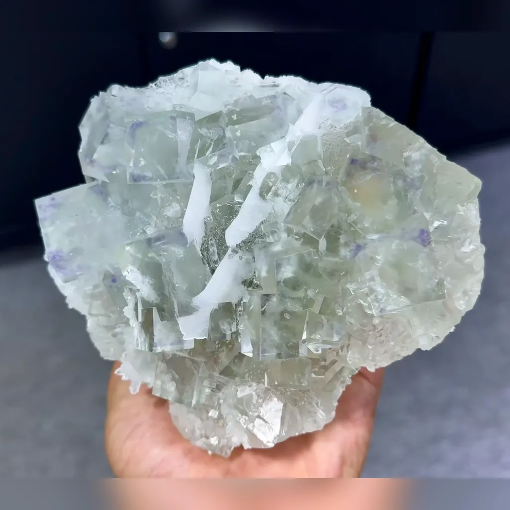 Natural Transparent Cubic Fluorite and Flake Calcite Symbiosis comes from Xianghualing,Hunan 140*125*60MM - image 2