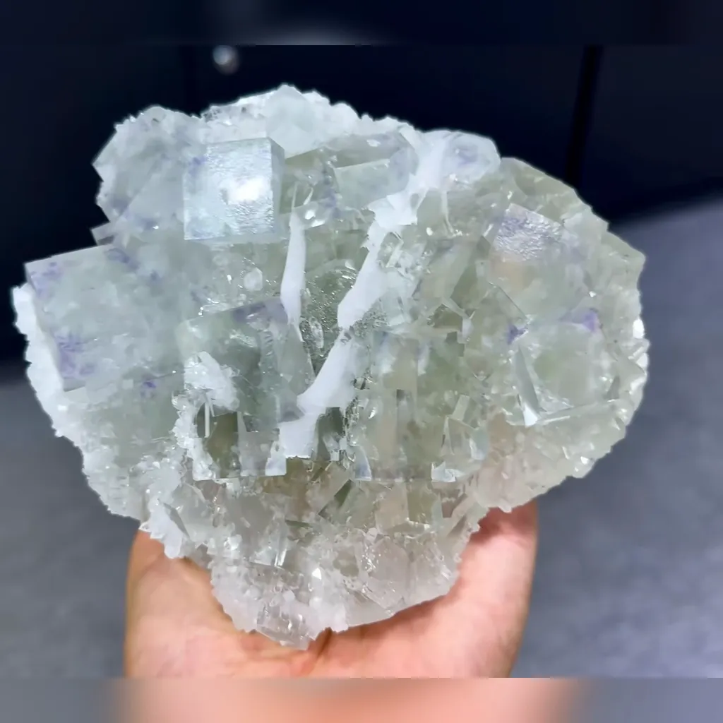 Natural Transparent Cubic Fluorite and Flake Calcite Symbiosis comes from Xianghualing,Hunan 140*125*60MM - image 3