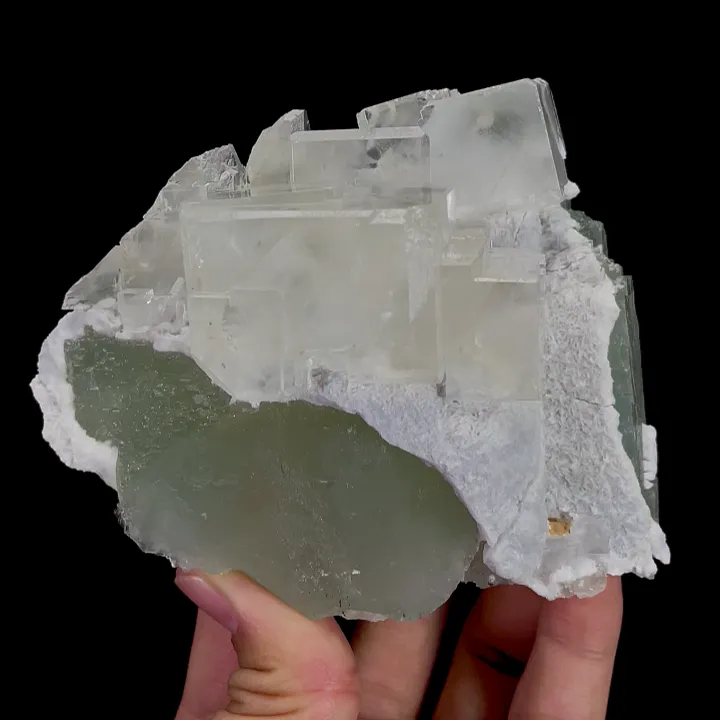 Natural Transparent Cubic Fluorite and Green Fluorite, Mineral Specimen:Xianghualing,Hunan (110*85*60MM) - image 5