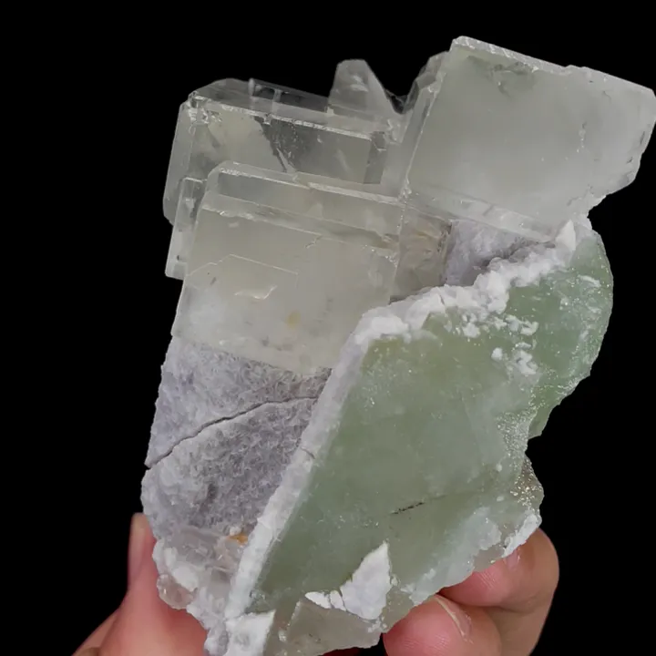 Natural Transparent Cubic Fluorite and Green Fluorite, Mineral Specimen:Xianghualing,Hunan (110*85*60MM) - image 4