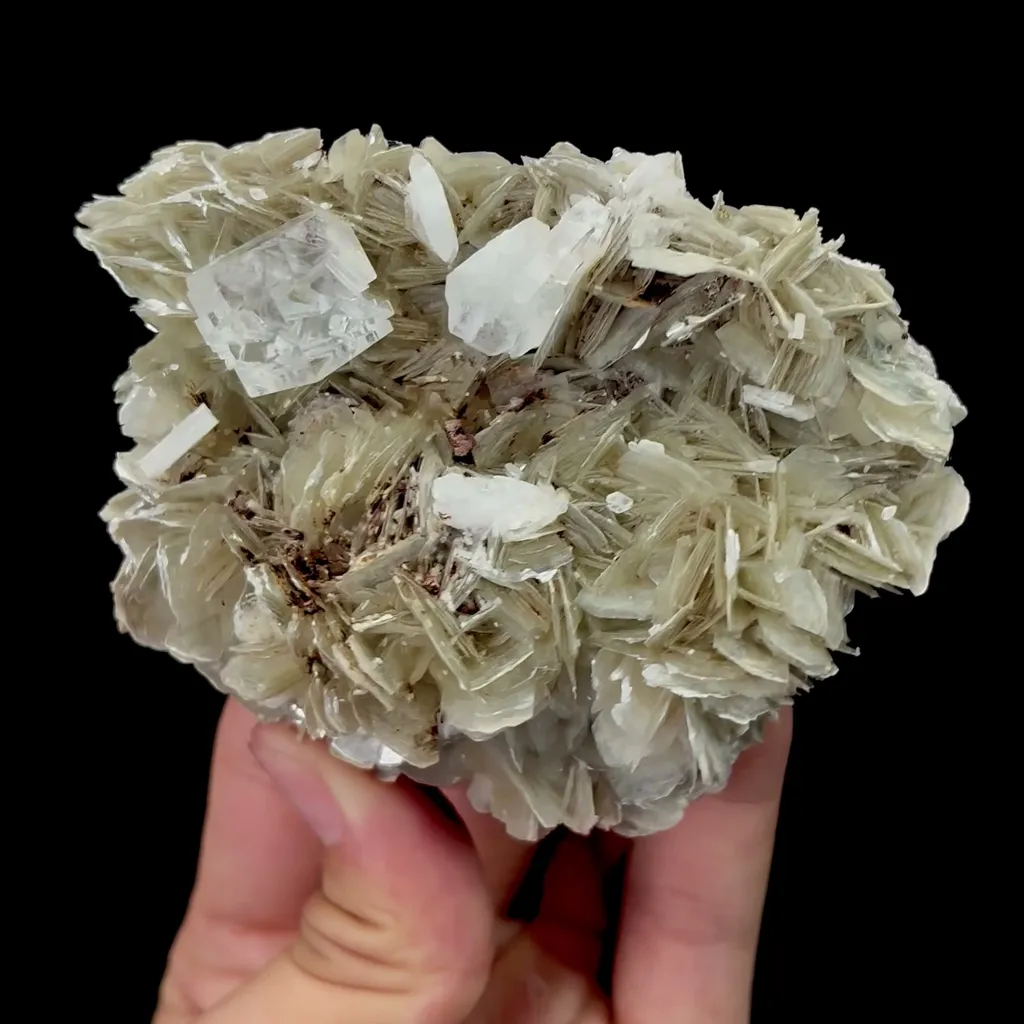 Natural Transparent Cubic Fluorite and Mica Flakes Mineral Specimen,High Quality Specimen,XUEBAODING,HUNAN,CHINA(90*65*35mm) - image 3