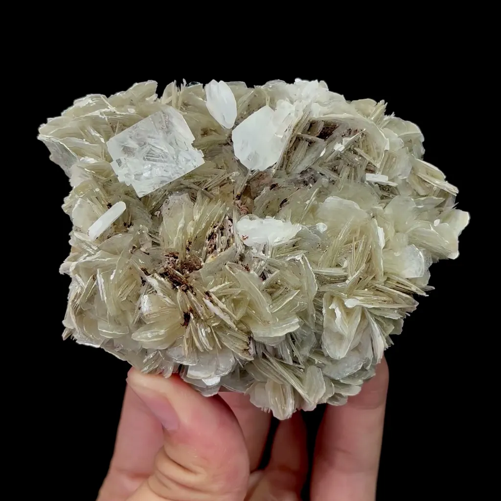 Natural Transparent Cubic Fluorite and Mica Flakes Mineral Specimen,High Quality Specimen,XUEBAODING,HUNAN,CHINA(90*65*35mm) image
