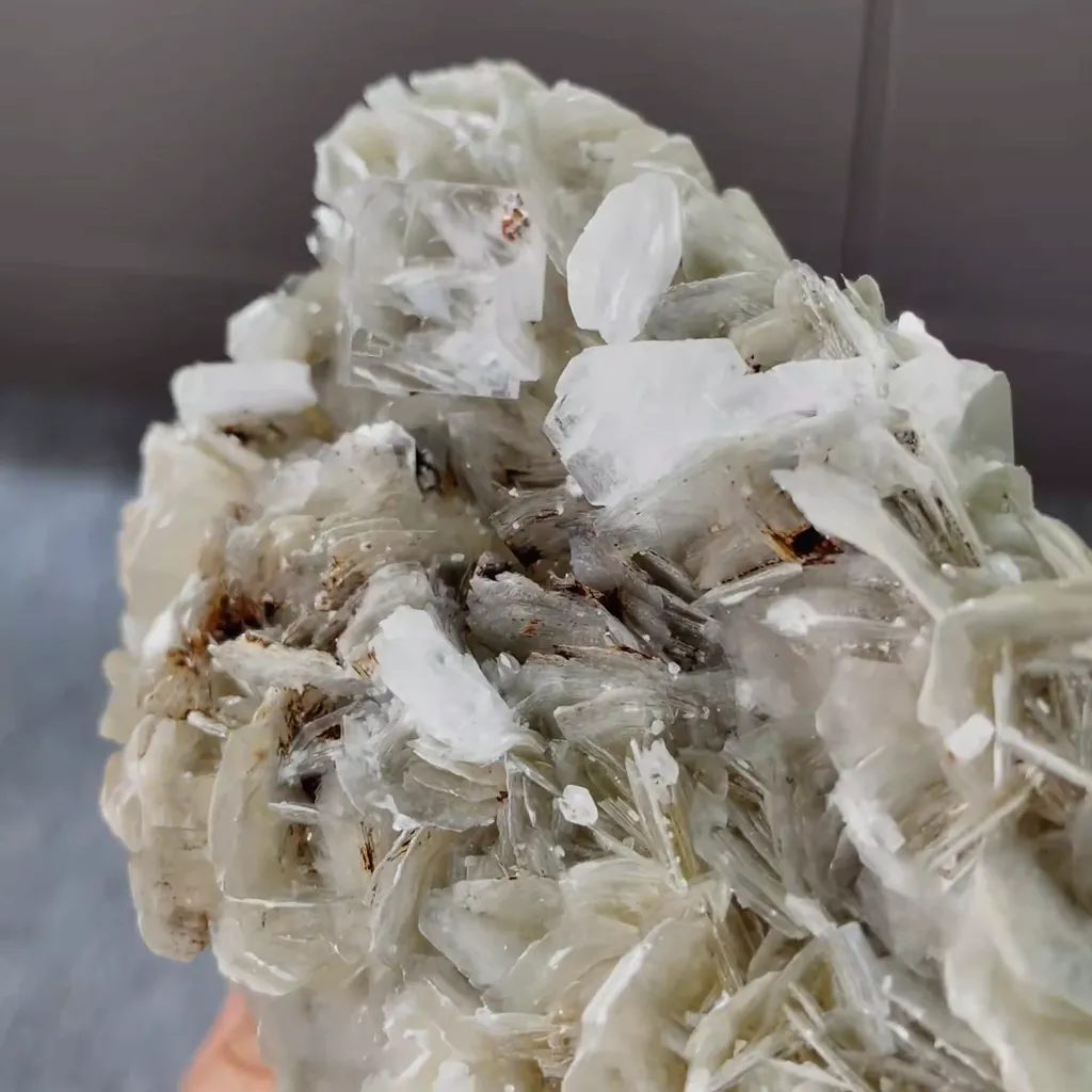 Natural Transparent Cubic Fluorite and Mica Flakes Symbiosis comes from Xuebaoding,Hunan 90*65*35MM - image 4
