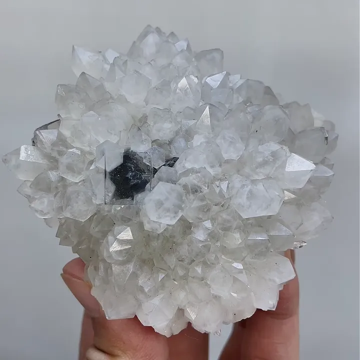 Natural Transparent Cubic Fluorite and Quartz Cluster comes from Inner Mongolia,China 85*85*40MM image
