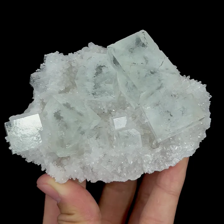 Natural Transparent Cubic Fluorite and Quartz Cluster, Mineral Specimen:Zhejiang,China (70*105*45MM) image