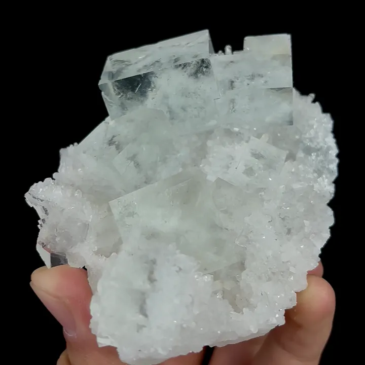 Natural Transparent Cubic Fluorite and Quartz Cluster, Mineral Specimen:Zhejiang,China (70*105*45MM) - image 3
