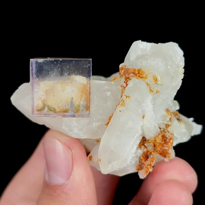 Natural Transparent Cubic Fluorite and Quartz, Mineral Specimen:Yaogangxian,Hunan (40*65*40MM) - image 4