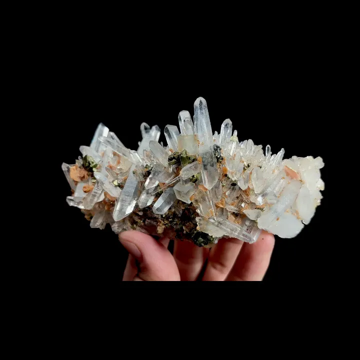 Natural Transparent Cubic Fluorite with Pyrite and Quartz Cluster, Mineral Specimen:Yaogangxian,Hunan (110*55*25MM) - image 3
