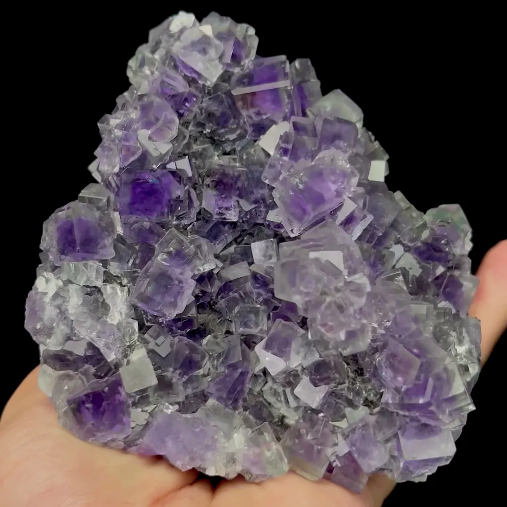 Natural Transparent Cubic Purple Fluorite Mineral Specimen,High Quality Specimen,XIANGHUALING,HUNAN,CHINA(113*127*75mm) - image 2