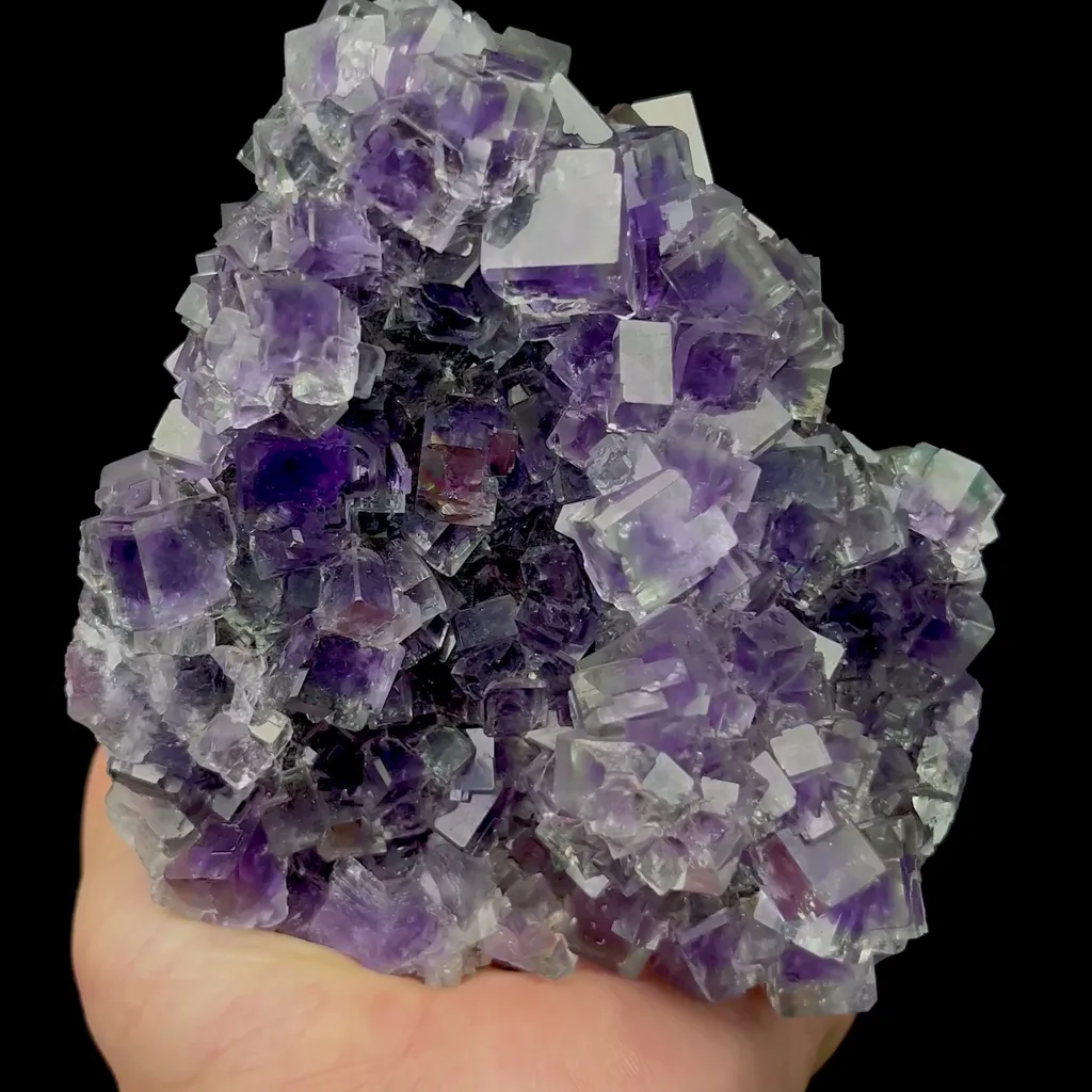 Natural Transparent Cubic Purple Fluorite Mineral Specimen,High Quality Specimen,XIANGHUALING,HUNAN,CHINA(113*127*75mm) image