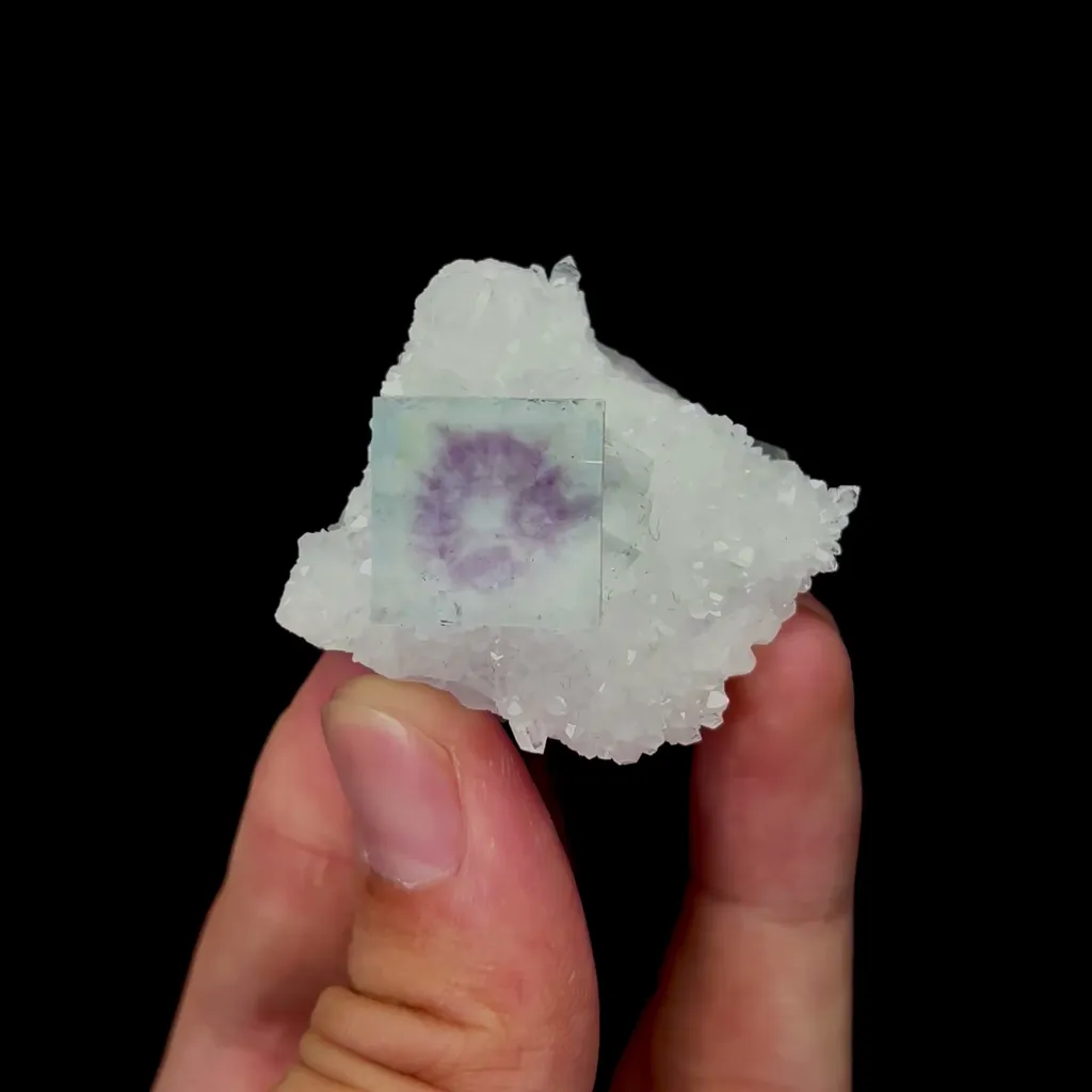 Natural Transparent Cubic Purple Phantom Fluorite Mineral Specimen,High Quality Specimen,ZHEJIANG,CHINA(37*36*28mm) image