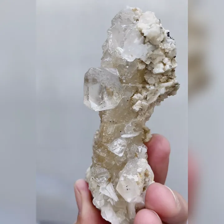 Natural Transparent Fluorite and Quartz Symbiosis comes from Huanggangliang, Inner Mongolia 35*95*35MM image