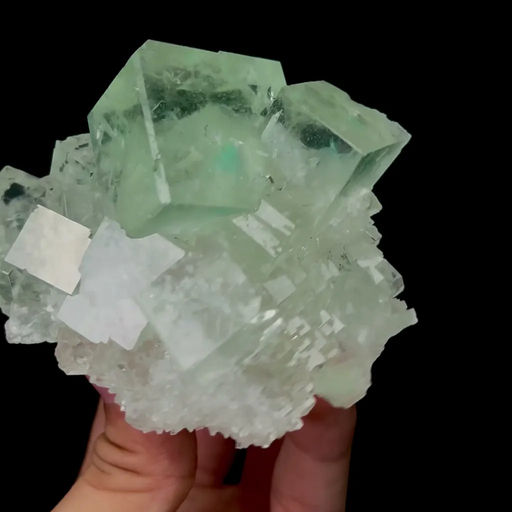Natural Transparent Green Cubic Fluorite Mineral Specimen,High Quality Specimen,XIANGHUALING,HUNAN,CHINA(85*70*50mm) image