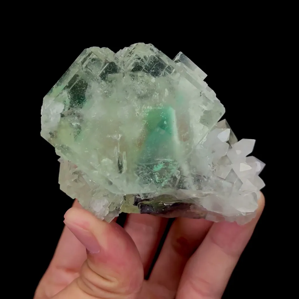 Natural Transparent Green Fluorite and Crystal Mineral Specimen,High Quality Specimen,XIANGHUALING,HUNAN,CHINA(77*58*65mm) image