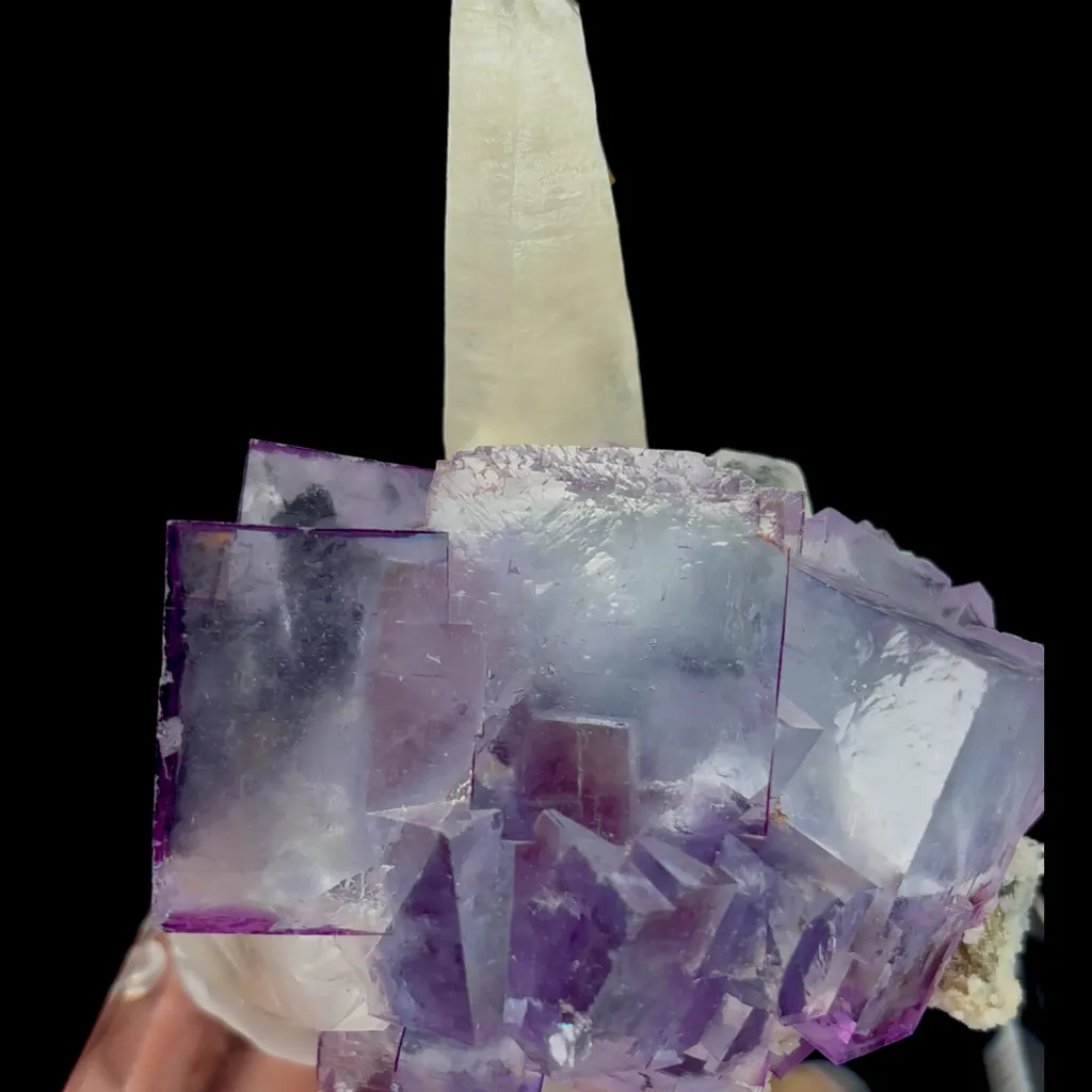 Natural Transparent Purple Cubic Fluorite and Quartz Mineral Specimen,High Quality Specimen,YAO GANG XIAN,HUNAN,CHINA(112*90*50mm) - image 3