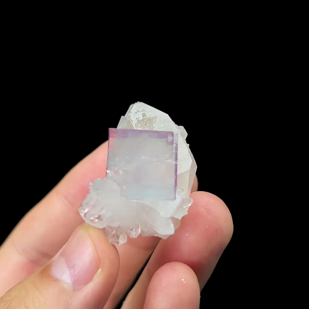 Natural Transparent Purple Cubic Fluorite and Quartz Mineral Specimen,High Quality Specimen,YAO GANG XIAN,HUNAN,CHINA(35*25*20mm) - image 2