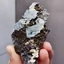Natural Transparent Qlassy Fluorite and Pyrite coexist, Yindu，Inner Mongolia 50*30*88MM - image 3