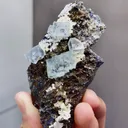 Natural Transparent Qlassy Fluorite and Pyrite coexist, Yindu，Inner Mongolia 50*30*88MM - image 2