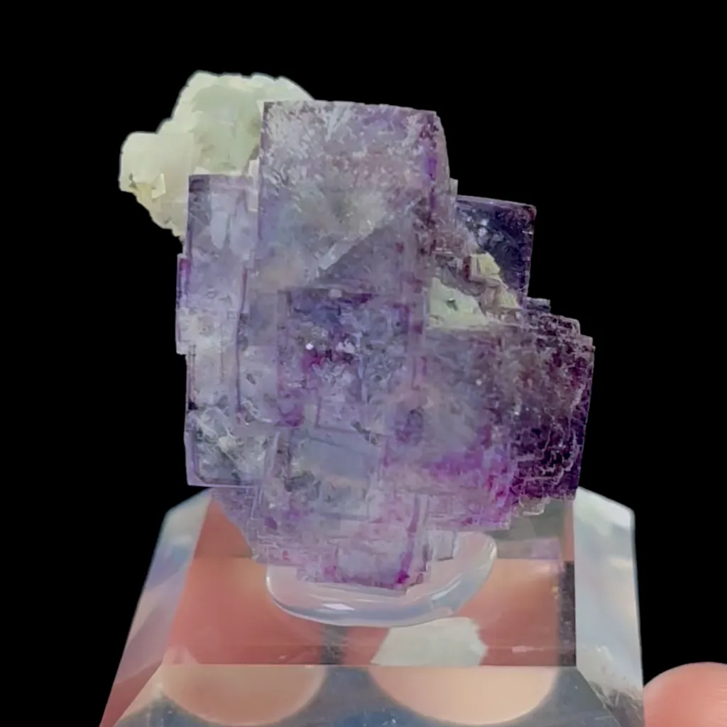 Natural Transparent Stepped Purple Fluorite and Calcite Mineral Specimen,High Quality Specimen,YAO GANG XIAN,HUNAN,CHINA(28*30*28mm) image
