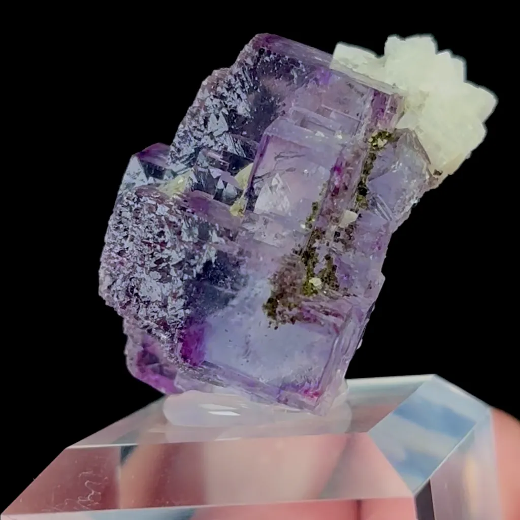 Natural Transparent Stepped Purple Fluorite and Calcite Mineral Specimen,High Quality Specimen,YAO GANG XIAN,HUNAN,CHINA(28*30*28mm) - image 2