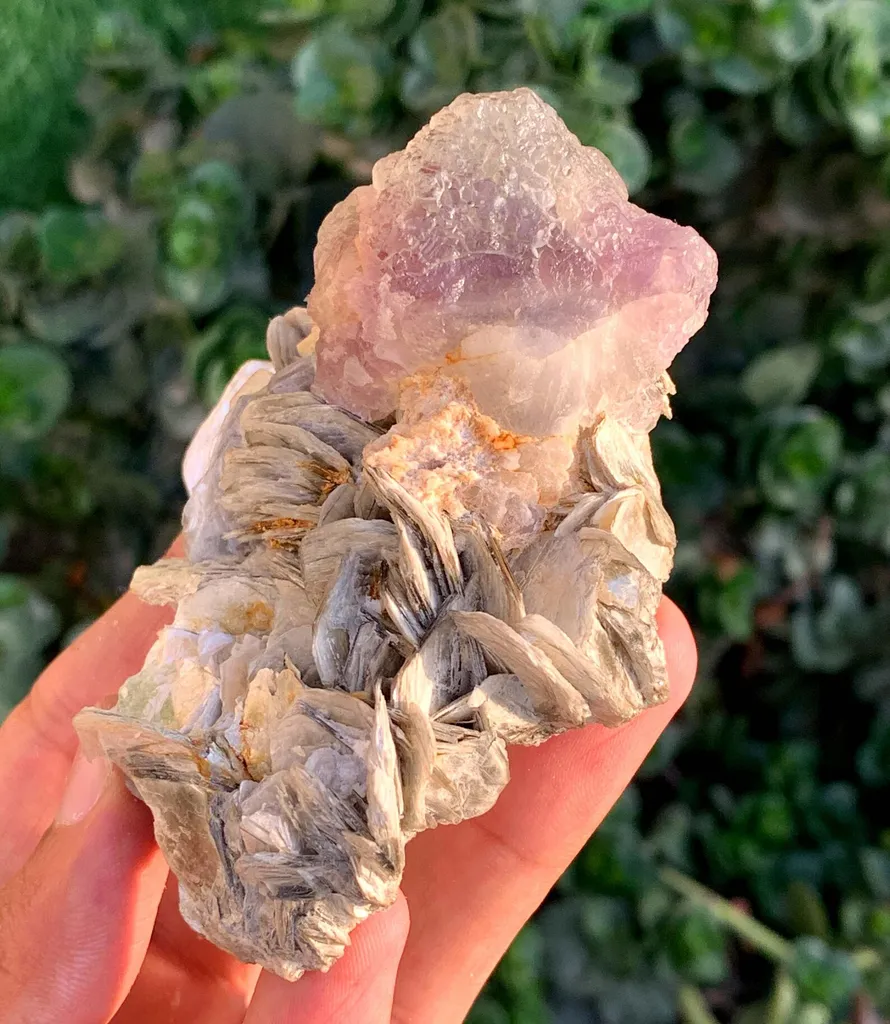 Natural Triangle Bicolor Fluorite Crystal on Muscovite Mica from Pakistan - image 7