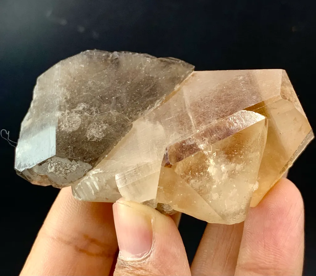 Natural Twin Topaz with Smoky Quartz Crystal Unique Termination Pakistan, 158 G image