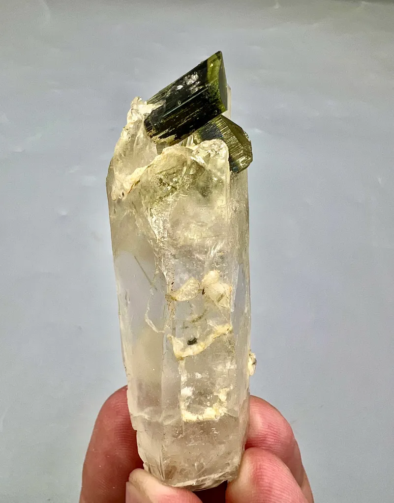 Natural Unique Green Cap Tourmaline On Quartz from Pakistan - image 8