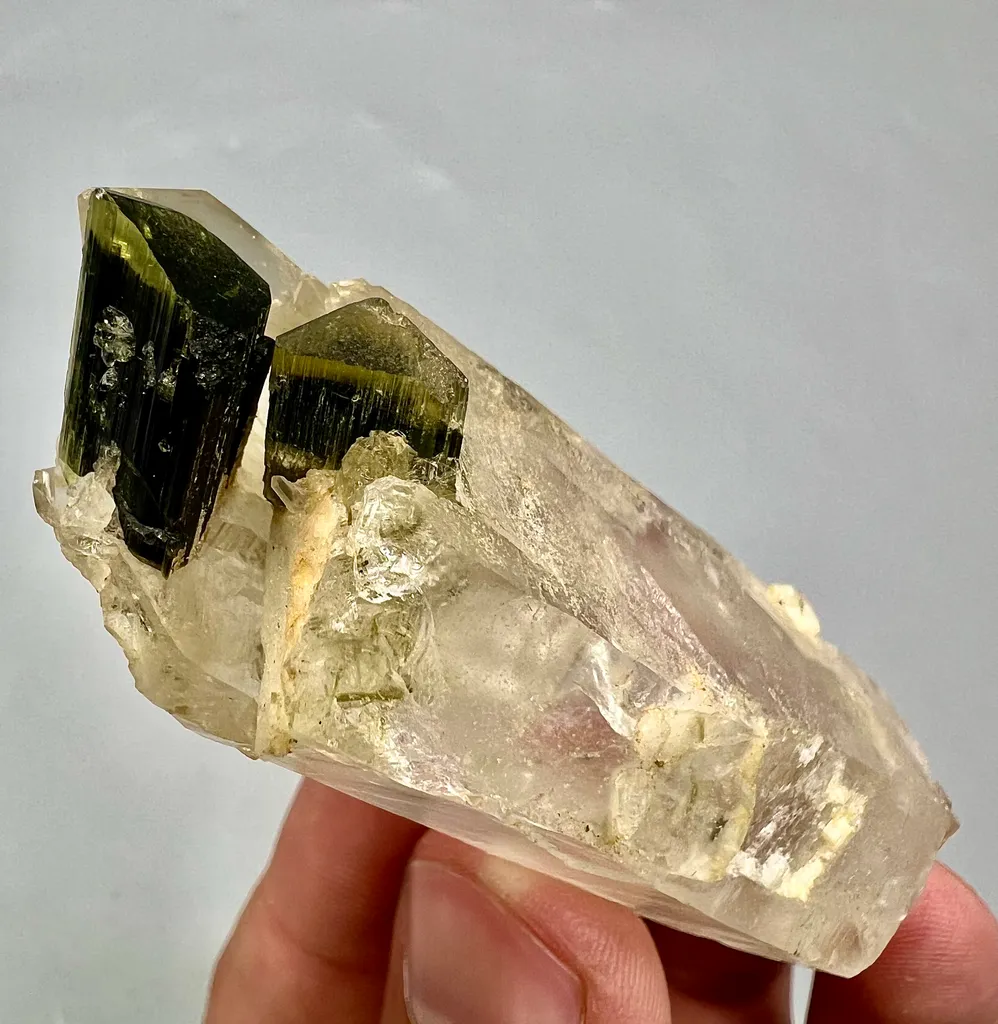 Natural Unique Green Cap Tourmaline On Quartz from Pakistan - image 4