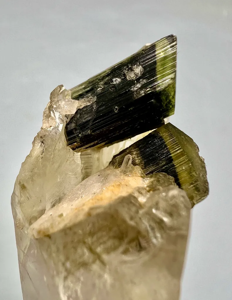 Natural Unique Green Cap Tourmaline On Quartz from Pakistan - image 5