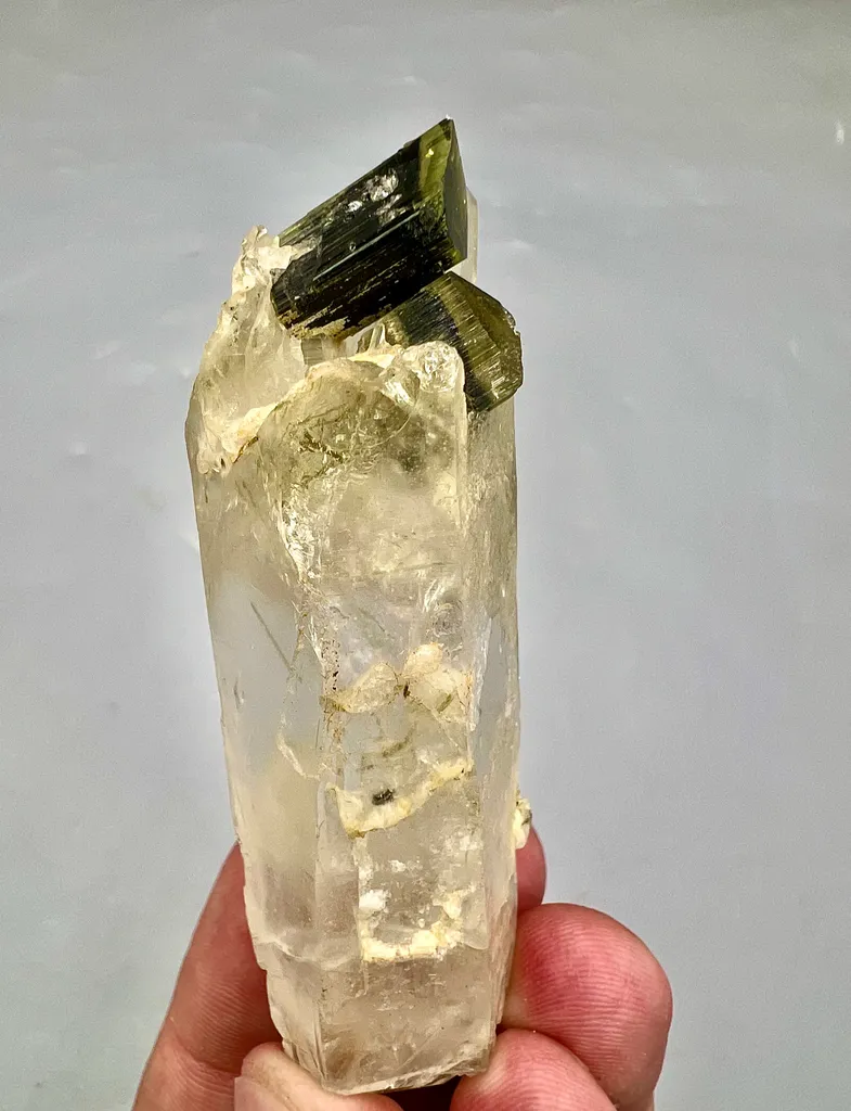 Natural Unique Green Cap Tourmaline On Quartz from Pakistan image