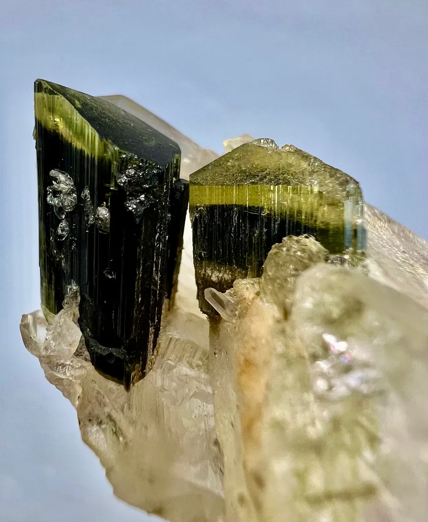 Natural Unique Green Cap Tourmaline On Quartz from Pakistan - image 3