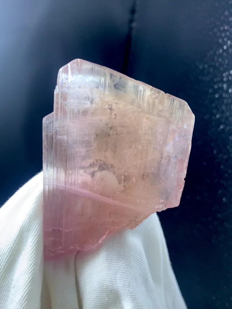 Natural V Shape Twinned Terminated Pink Kunzite Crystal From Nuristan Afghanistan - 95.45 Grams image