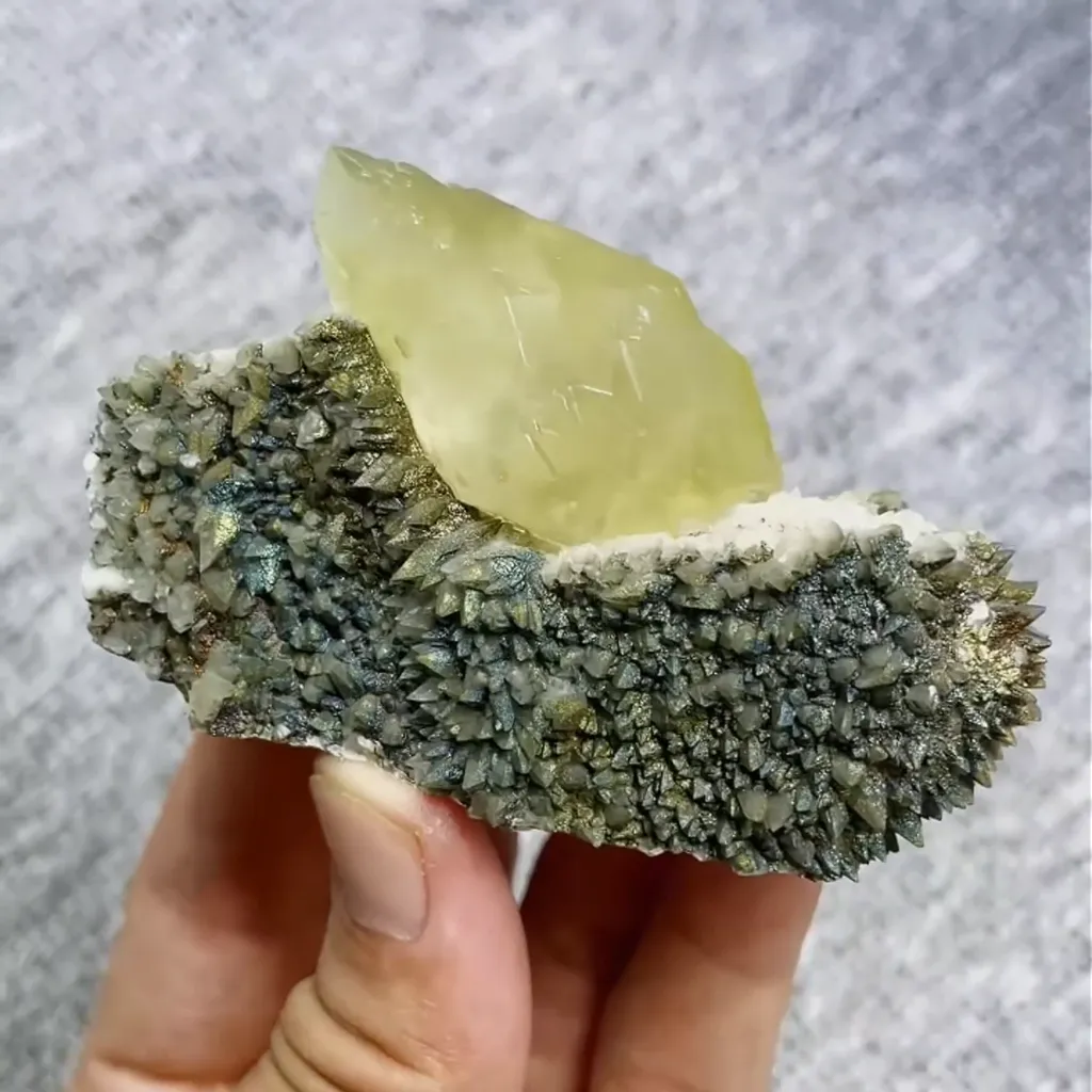 Natural Yellow Calcite and Pyrite Symbiosis comes from Daye,Hubei 80*45*35MM - image 5