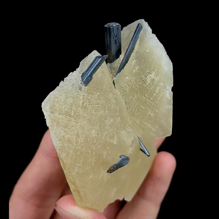 Natural Yellow Calcite and Stibnite, Mineral Specimen:Fujian,China (70*65*35MM) - image 3