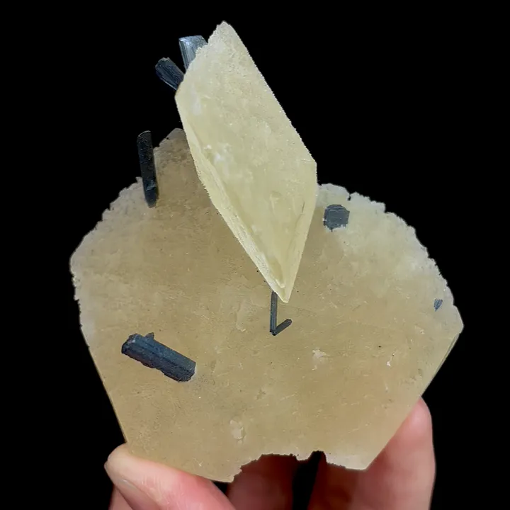 Natural Yellow Calcite and Stibnite, Mineral Specimen:Fujian,China (70*65*35MM) - image 5