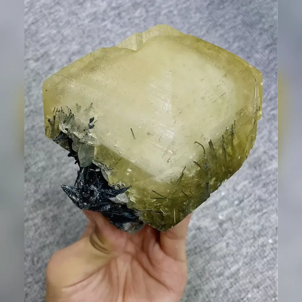 Natural Yellow Calcite and Stibnite Symbiosis comes from Fujian,China 100*105*100MM - image 5