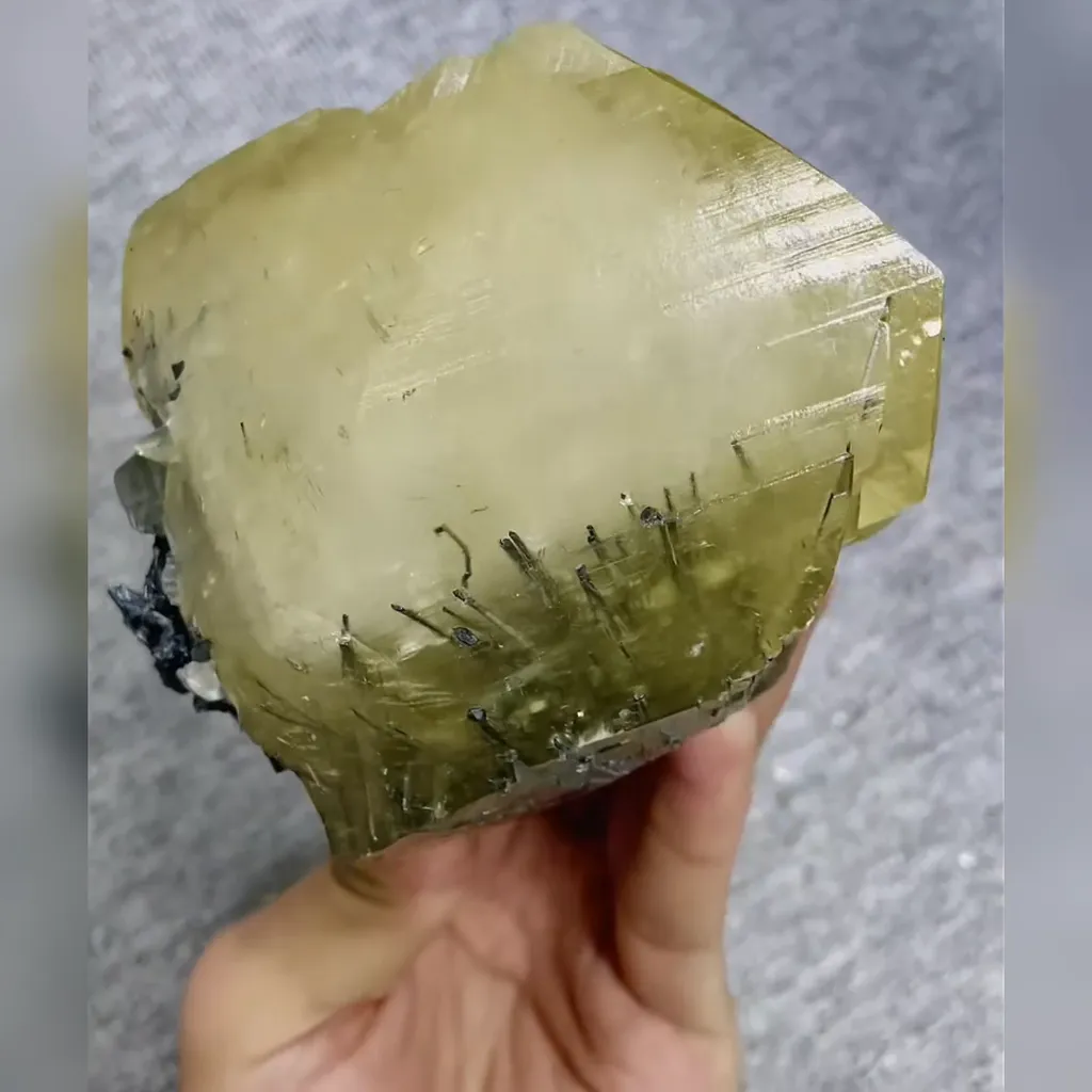 Natural Yellow Calcite and Stibnite Symbiosis comes from Fujian,China 100*105*100MM image