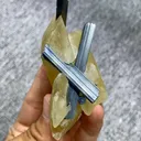 Natural Yellow Calcite and Stibnite Symbiosis comes from Fujian,China 80*50*30MM - image 4